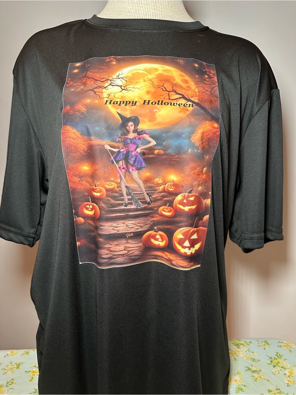 Happy Halloween Black Graphic Tee Dress - Women's Novelty Top